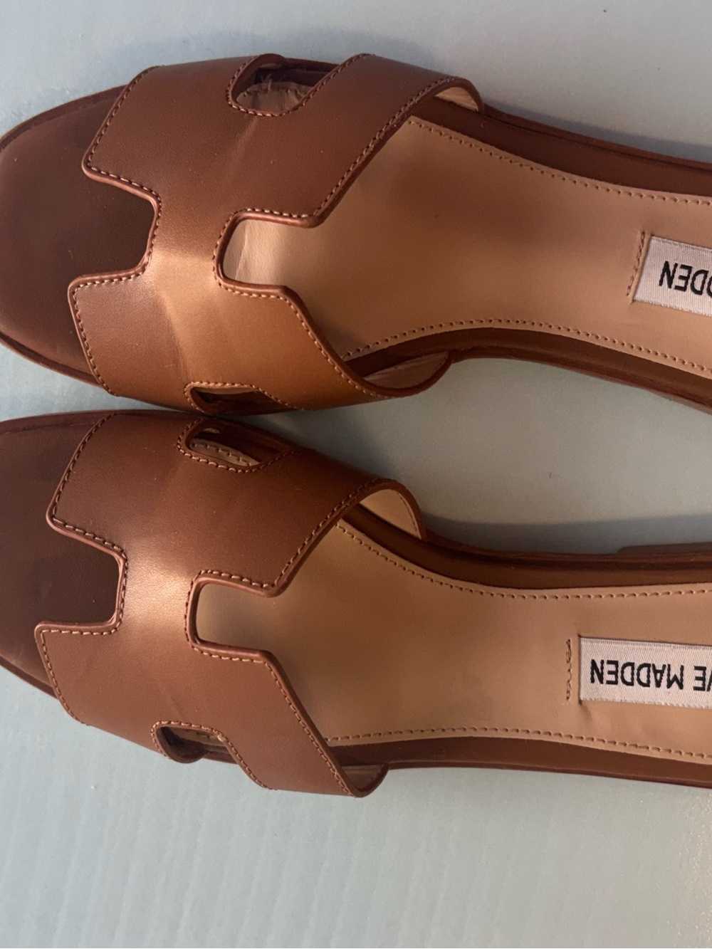 Steve Madden Tan Open-Toe Slide Sandals